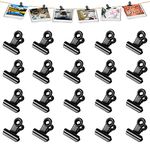 Molain 20Pcs Black Bulldog Clips, 0.87 Inch(22mm) Metal Hinge Clips for Food Packages Mini Picture Clips Small Paper Clamps Binder Clips Photo File Paper Document Clip for Home and Office Supplies