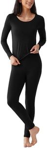 GYS Bamboo Viscose Long Johns Sets Thermal Underwear for Women Long Sleeve Base Layer, Black, Small
