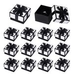 12 Pack Jewellery Ring Gift Box Bulk, 5× 5× 3cm Ring Earring Gift Boxes Small Gift Boxes with Lids and Bow-Knot(White)
