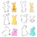 Easter Cookie Cutter Set - 6 Piece Stainless Steel Easter Bunny Cookie Cutters Rabbit Cookie Stamp Biscuit Molds for Easter Baking DIY