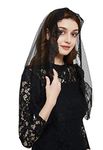Triangle Mantilla Veil Chapel Veil Lace Latin Mass (Black)