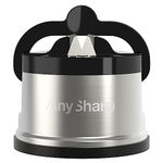 AnySharp Pro Metal World's Best Knife Sharpener with Suction, Brushed Metal