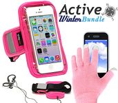 Navitech Active Bundle Including Pink Running/Jogging Sports Armband & Pink Touchscreen Gloves for The Nokia Lumia 1020/635 / 625