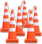 DWVO 12Pack 36in Traffic Cones with 16.4FT Chain, Safety Road Parking Cones PVC Base, Orange Traffic Cone with Reflective Collars, Hazard Construction Cones for Home Traffic Parking Road