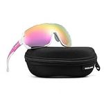 Odoland Cycling Sunglasses with Replaceable Magnetic Lenses for Men Women - Lightweight Polarized UV400 Sport Sunglasses for Driving Cycling Motorcycle and Outdoor Sport Pink