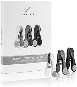 Lengenstein® 60 Clothes Pegs in 3 Colours White Black Grey Premium Clothes Pegs Clothespin Made of Plastic with Soft Grip, Comfortable Grip and Strong Spring