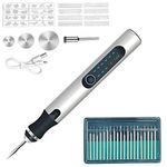 ALEOHALTER Electric Engraving Pen Kit, Cordless USB Rechargeable Engraving Pen Engraving Tool Kit DIY Engraver Pen Rotary Tool for Carving Glass Wood Metal Stone Plastic Nails Jewelry(Silver)