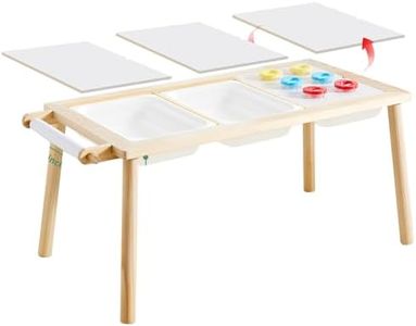 Beright 8 in 1 Children's Table, Play Sand Indoor Sensory Table, Kids Art Table Drawing Table with Paper Roll & Paint Cups, with 3 Large Storage Bins