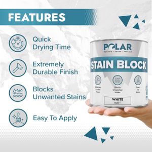 Polar Stain Blocker Paint Matt White 500ml – For Walls, Ceilings, Multi-Surface