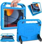 SINSO Kids Case for New iPad 10.2 2021/2020/2019 - iPad 9th/8th/7th Generation Built in Screen Protector, Shockproof Handle Stand Kids Case for iPad 10.2" (9th/8th/7th Gen) - Blue