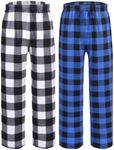 Ekouaer 2 Pack: Boys Pajamas Pants Soft Elastic Waist PJ Bottoms Comfy Lounge Long Pants with 2 Pockets 4-14 Years GP4 150