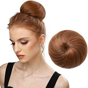 SARLA Synthetic Drawstring Hair Buns Extensions Light Auburn Fake Hair Bun Hair Piece for Women Girls Lady Donut Chignon