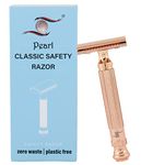 PEARL Shaving Double Edge Close Comb Safety Razor L-55 (Mellow Apricot) Made With Brass Metal - Shaving Razor For Men | Classic & Traditional Shaving Kit For Men | Premium Blade Razors