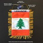 PRK 14 Lebanese Flags for Car & Home Mini Banner Automobile Charm Small Window Sticker Easy to use Sticks to Glass Quick Easy or Hang Ornament Wall Design Indoor Outdoor Decal Hanging (Lebanon -01)