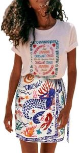 Talakeno Womens Summer Floral Wrap Short Skirt Tie Side High Waist A Line Beach Vacation Boho Mini Skirt(Navy-Blue,S)