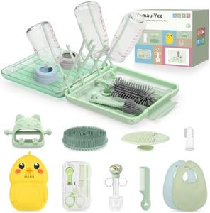 Baby Essential Kit,19-in-1 Baby Shower Gifts & Baby Registry Search, Baby Grooming Kit for Shower Soothing Cleansing Care with Bottle Brush Set,Nail Clipper & Baby Bibs,Teether,Bath Brush,Storage Box