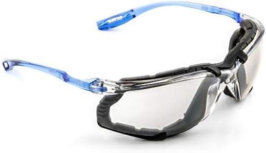 3M Safety Glasses, Virtua CCS, ANSI Z87, Anti-Fog, Indoor/Outdoor Mirrored Lens, Blue Frame, Corded Ear Plug Control System, Removable Foam Gasket