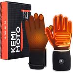 KEMIMOTO Heated Ski Gloves Mens, Rechargeable Heated Gloves for Men Women, Touchscreen Ski Mittens with 3 Adjustable Heating Levels, Waterproof Washable Winter Hand Warmers for Skiing Hiking Running