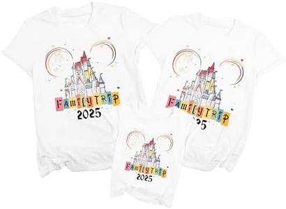 MYHALF Magical Family Matching Outfits: Cute Vacation Shirts for Mom and Mini Summer 2025 Family Trip Clothes Tops White