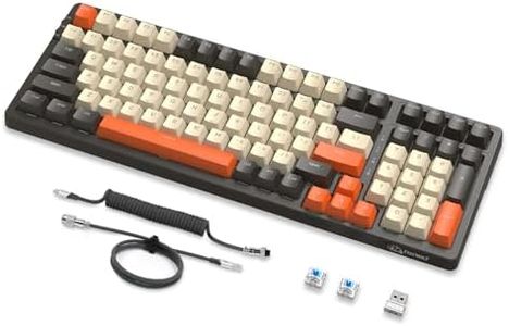 MAMBASNAKE K8 Tastiera meccanica colorata a 3 modalità, Disposizione QWERTY tastiera da gioco wireless Bluetooth con guarnizione 2.4G con cavo a spirale 19RGB, interruttore blu hot swap - Shimmer