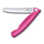 Victorinox, Swiss Classic, Professional Tomato and Table Knife, Extra Sharp Blade, Serrated Edge, 11 cm, Robust Plastic Handle, Stainless Steel, Pink