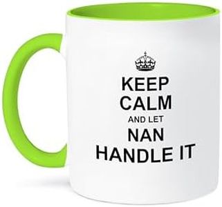 3dRose Keep Calm and Let Nan Handle It Fun Funny Grandma Grandmother Gift, Green Mug, 11 oz