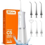 Bitvae C5 Water Flossers for Teeth, Cordless Water Flosser with 3 Modes & 5 Intensities, Water Teeth Cleaner Picksfor Teeth Cleaning, IPX7 Waterproof & Rechargeable, Portable for Travel, White