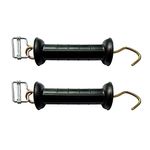 Q'mark Electric Fence Gate, Electric Fence Gate Handle with Poly Tape Buckle, Spring Handle with Polytape End Buckle, Gate Handle with Poly Tape Splicer(2 Pack) Black