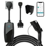 Pion Power Flex-AC level 2 EV charger, 6-32 Amp, 120V/240V, NEMA 5-15 and NEMA 14-50 plug, Indoor/Outdoor, WiFi connection, CSA tested and FCC certified, 22 feet cable (Black)