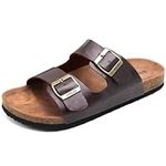 ONCAI Mens Sandals,Beach Arch Support Slides Cork Footbed Slippers with Adjustable Buckle Straps Size 11