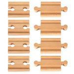 8pcs Wooden Train Track, Wooden Train Track Accessories, Train Railway Connectors Adapters Sets Wooden Toys for Boys Girls