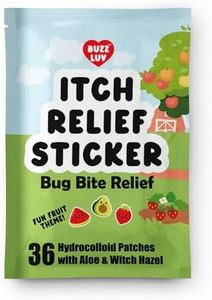 Buzzluv Hydrocolloid Itch Relief Patch, for Mosquitos, Ticks, Midges, Sandflies Bug bite Relief, Anti-Itch Patch with Aloe and Witch Hazel, Insect bite Relief, Kid-Friendly, Natural Fruit Theme
