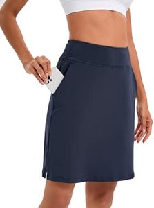 vbcdwa Women's Workout Sports Skorts Summer Skirt with Shorts 20" Knee Length Tennis Golf Skirts Navy Blue