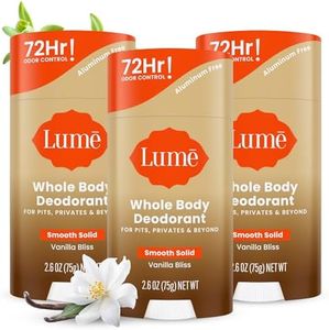 Lume Whole Body Deodorant - Smooth Solid Stick - 72 Hour Odor Control - Doctor Developed - Aluminum Free, Baking Soda Free and Skin Loving - 2.6 Ounce (Pack of 3) (Vanilla Bliss)