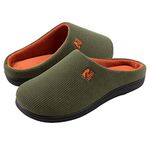 RockDove Men's Original Two-Tone Memory Foam Slipper, Size 11-12 US Men, Army Green/Tangerine