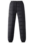 Gihuo Snow Pants Womens Winter Windproof Down Pants Warm Outdoor Ski Pants Padded Loose Ultralight Warm Trousers(Black, X-Large)