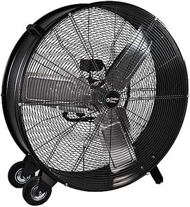 Comfort Zone 30” High-Velocity 2-Speed Direct-Drive Industrial Drum Fan, Metal Construction, Rubber Wheels, Easy Grab Handle, Balanced Aluminum Blades, Ideal for Garage, Workshop or Warehouse, CZMC30