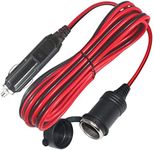 QIUCABLE 12v Cigarette Lighter Cable Plug and Socket 6FT Extension 12 volt Cord Adapter with Waterproof Cover Cap,LED Light Inner 15A Fuse Cigar Plug Male to Female Cords