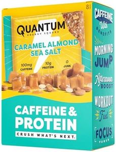 Quantum Energy Square: Energy Bar with Caffeine & 10g Protein. Delicious Healthy Snack On The Go. (Vegan, Gluten-free, Soy-free, Dairy-free). Flavor: Caramel Almond Sea Salt 8Pk