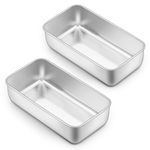 Onader Loaf Tin Set of 2, Stainless Steel 2lb Bread Loaf Pan, Rectangular Cake Mould for Baking Banana Bread/Meatloaf/Lasagna, Healthy & Sturdy, Dishwasher Safe, 23×12.3×6.5cm