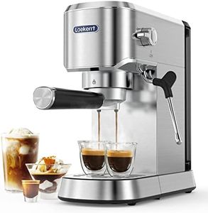Laekerrt Espresso Machine 15 Bar Espresso Maker CMEP02 with Milk Frother Steamer, Home Expresso Coffee Machine for Cappuccino and Latte (Silver, Stainless Steel) Gift for Men, Coffee Lovers, 1350W
