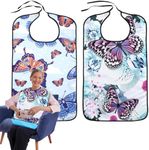 Celuisiva 2 Pack Adult Bibs for Women, Adult Bibs for Elderly Women, Elderly Eating Assistance Products for Adults, Bedridden, Disabled, Waterproof Leakproof Bib for Adults