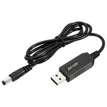 YOKIVE DC 5V to DC 12V USB Step Up Voltage Converter, Power Cable with DC Jack 5.5mm x 2.5mm, Great for Routers,Camera, Car Driving Recorder (Black, 6W 2A)