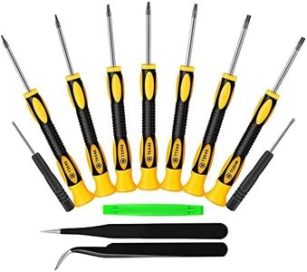 KAPASKI Torx Screwdriver Set T3 T4 T5 T6 T7 T8 T10 Security Torx Drivers with ESD Tweezers, Magnetic Screwdrivers Precision Repair Kit for Phone MacBook Xbox PS4 Computer Repairing (Yellow)