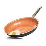 Home Icon Non Stick Frying Pan with Ceramic Coating 26cm 10Inch for Healthy Cooking with No Oil - Induction Copper Ceramic Frying Pan - All Hob and Cooker Types - Suitable for Pancake, Egg, and More