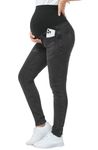 PACBREEZE Women's Maternity Jeans Over The Belly Slim Stretchy High Waist Denim Skinny Pants with Pockets, 04: Wash Black, M