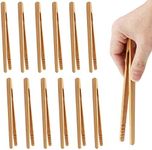 Fansunta 12pcs Reusable Bamboo Toast Tongs - Wooden Toaster Tongs For Cooking & Holding - 7 Inch Long - Ideal Kitchen Utensil For Cheese Bacon Muffin Fruits Bread