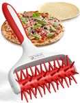 Orblue Pizza Cutter Wheel & Dough Roller Set - Stainless Steel Bread & Pastry Cutter, Wooden Kitchen Baking Tools for Cookie Dough, Pizza Docker & Dough Docker