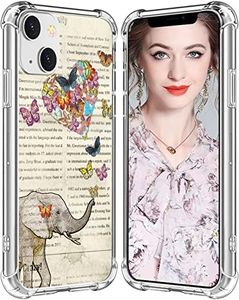 IWONE Phone Case for iPhone 14 Elephant/Designer Rubber Durable Protective Skin Cover Shockproof Compatible with iPhone 14 Vintage Funny Cute Elephant Design Pattern Animal