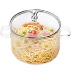 Jucoan 1.8L/60oz Glass Saucepan with Cover, Heat Resistant Glass Simmer Pot, Stovetop Glass Cooking Pot with Lid and Handle for Pasta Noodle, Soup, Milk